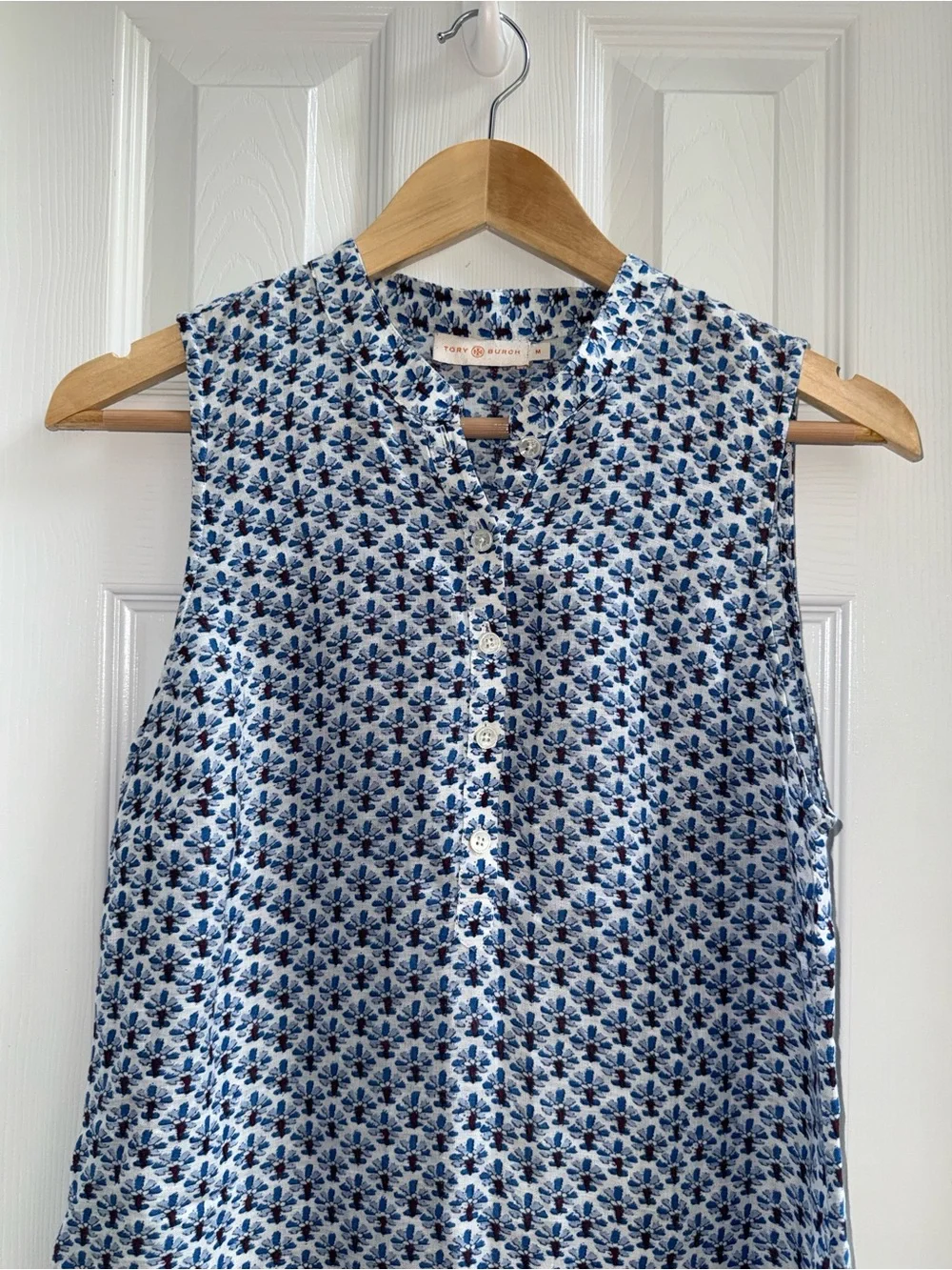 Tory Burch Castillo Corsage Sheath Knee Length Dress M Blue Summer Everyday Chic